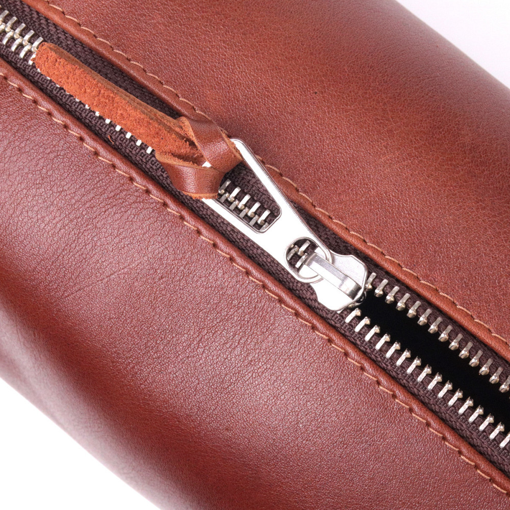 Чоловічий несесер великого розміру з гладкої шкіри на блискавці Світло-коричневий (GRANDE PELLE) Київ - фото 9