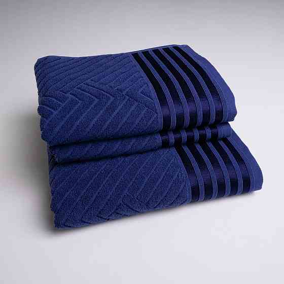 Набор махровых полотенец SOFT 3шт GM Textile 50х90см, 50х90см, 70х140см 500г/м2 (Темно-синий) Сумы
