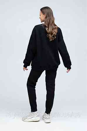Костюм оверсайз світшот і штани Ray Basic утеплений жіночий чорний XXL Київ