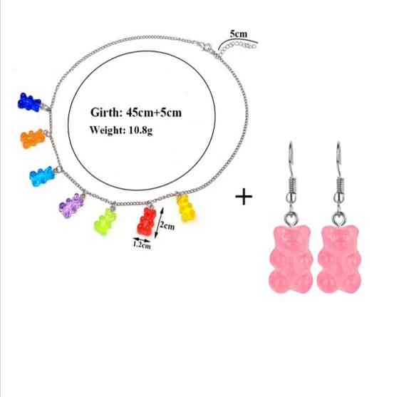 Бижутерия с мишками (набор) - в набор входит сережки малиновые и ожерелье, материал смола Киев