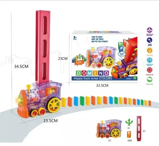 Конструктор игрушка-поезд домино, DOMINO Happy Truck sciries COLORS 60 деталей Коломыя