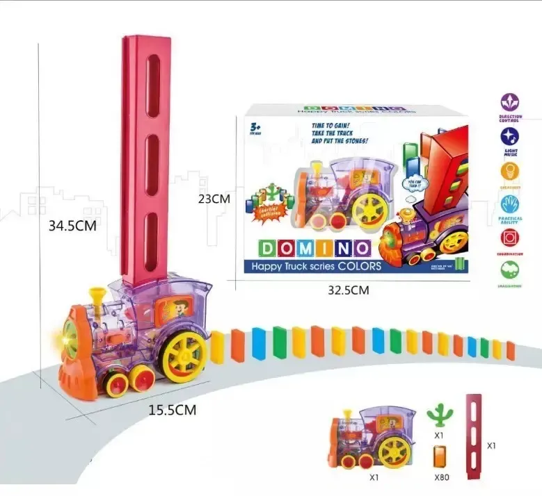 Конструктор игрушка-поезд домино, DOMINO Happy Truck sciries COLORS 60 деталей Коломия - фото 2