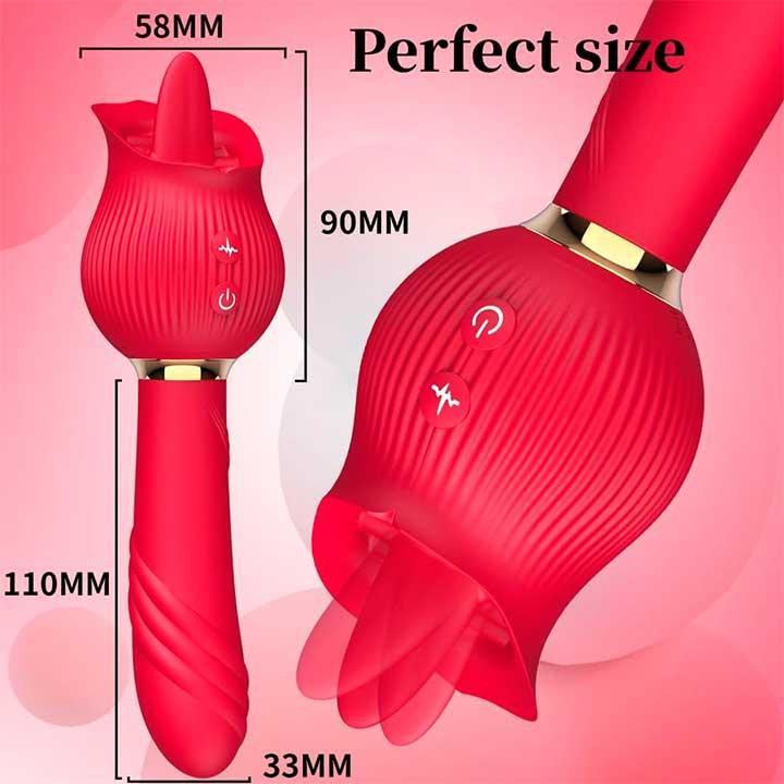 Двосторонній вібратор із язиком для клітора та точки G 24 режими вібратори Червоний Вінниця - фото 5