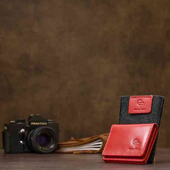 Кожаная обложка для автодокументов Красный (GRANDE PELLE) Киев