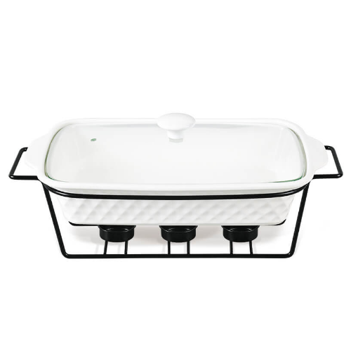 Марміт прямокутний 1,1л 30см кераміка скляна кришка + метал.підставка MR-11259-73 Maestro Житомир - изображение 2