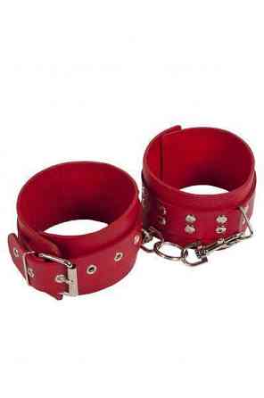 Оковы Leather Restraints Leg Cuffs, Red кожа Sex Aura Київ