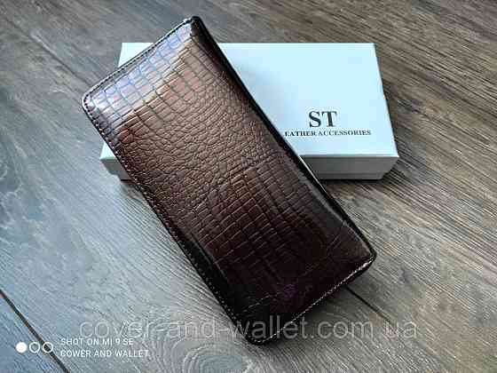 Женский лаковый кошелек на молнии из натуральной кожи ST Leather S7001A Dark brown Киев