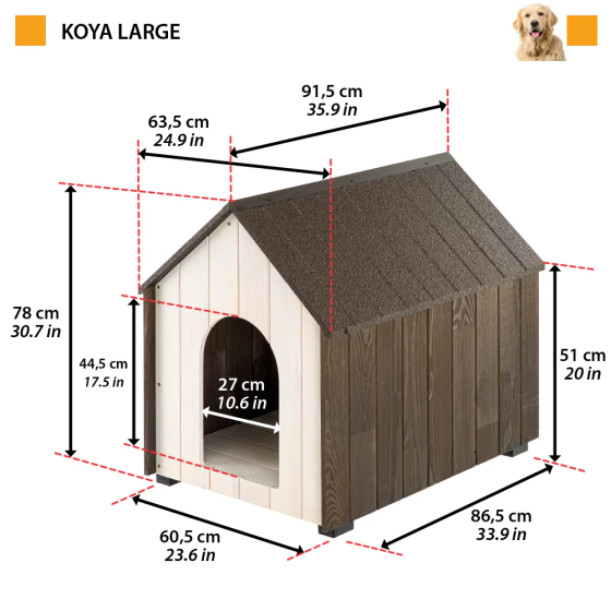 Будка дерев'яна для собак Ferplast Koya (Ферпласт Коя) 63.3 х 91.5 х 77.5 см — Large Запоріжжя