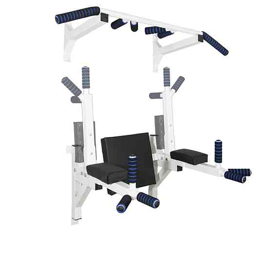 Турник брусья пресс стационарный 3 в 1 KZ-557 Спортивные стенки и турники для дома Белый Киев