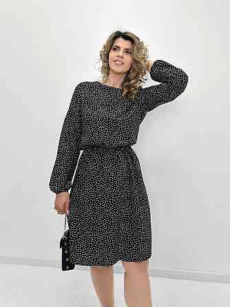 Женское платье в горошек с длинными рукавом Virginia батал Киев