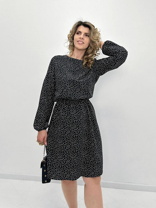 Женское платье в горошек с длинными рукавом Virginia батал Киев - изображение 3