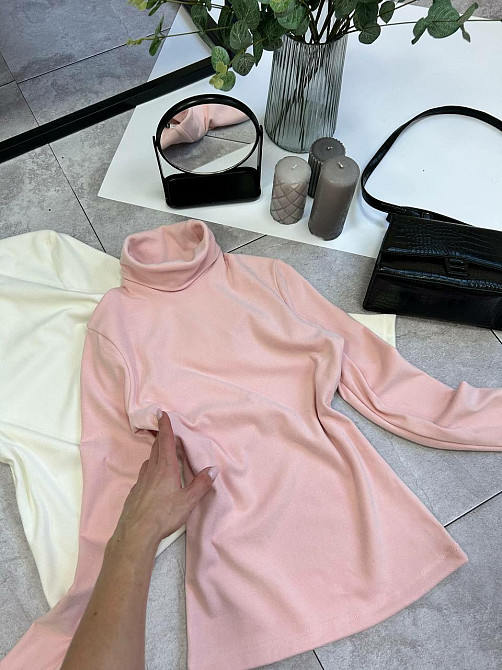 Жіночий теплий базовий гольф ангора на флісі Пудра, 48/52 Одеса - фото 3