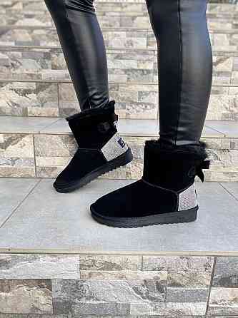 Угги жіночі OUQIDAGENI чорні замша натуральна высота 16 см размер 36-38 (4209) Коломыя