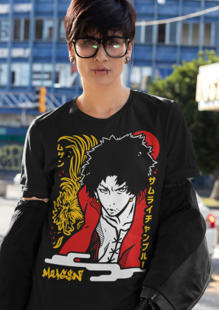 Футболка для мальчика аниме Самураи Кхамплоо Муген Фуу оверсайз (рост от 165 до 180 ) Черний AnimeJ0724m Днепр