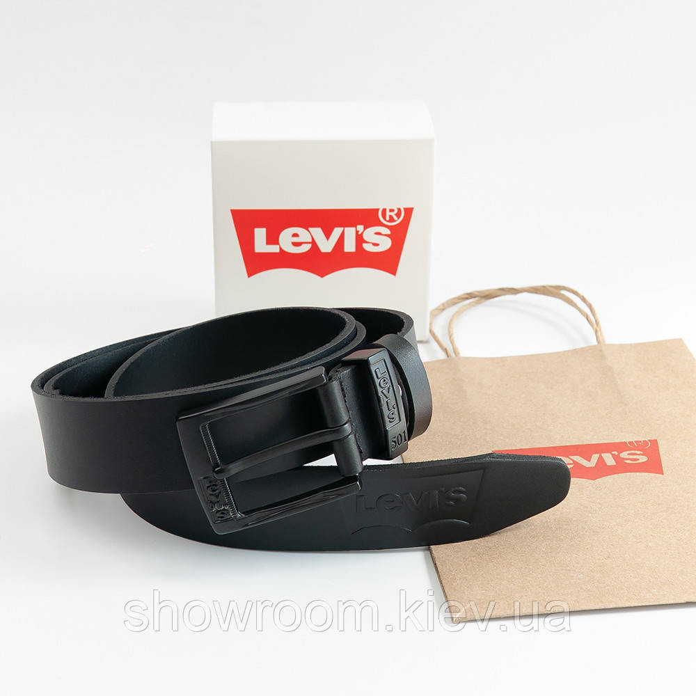 Мужской кожаный брендовый ремень Levis (501) Киев - изображение 3