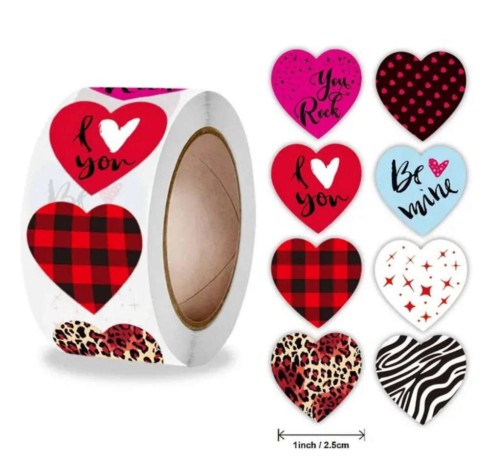 Наліпки сердечка 500 шт 10 дизайнів – стікери для пакування Київ - фото 3