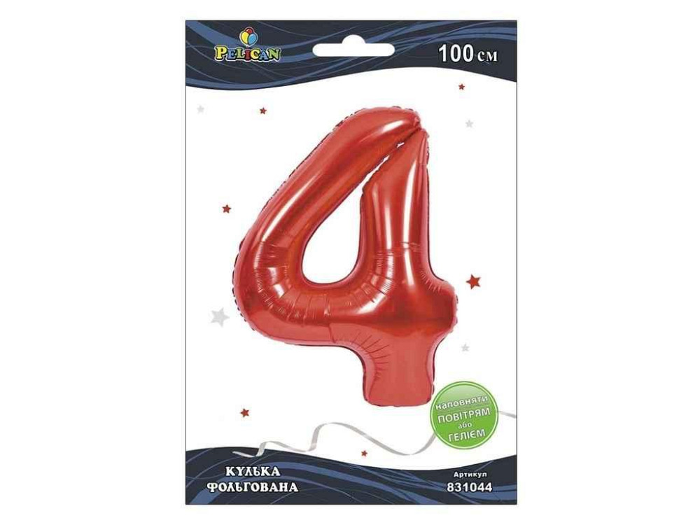 Цифра фольгована 4 ЧорнОНА 100 см 831044 ТМ PELICAN Київ - фото 1