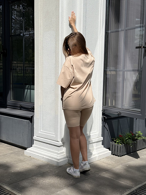 Футболка и велосипедки женские кулир Бежевый XL/2XL Харьков - изображение 7