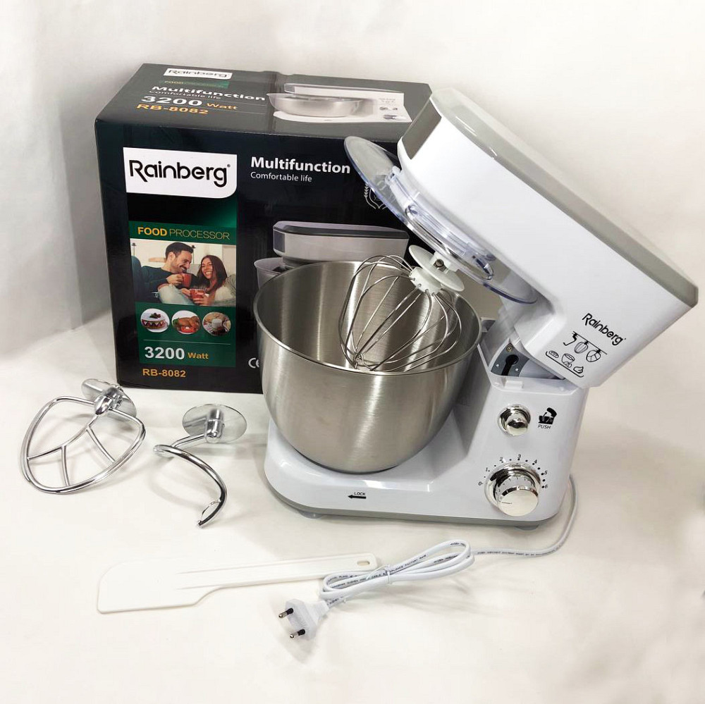 Міксер стаціонарний з чашею з нержавіючої сталі Rainberg RB-8082 3200 Вт, Кращий планетарний міксер EC-44 Львів - фото 9