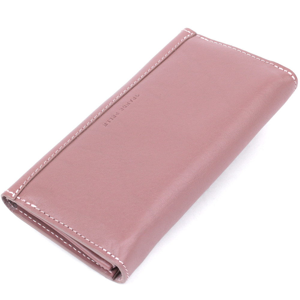 Превосходный кожаный женский кошелек Grande Pelle 11577 Розовый Киев - изображение 2