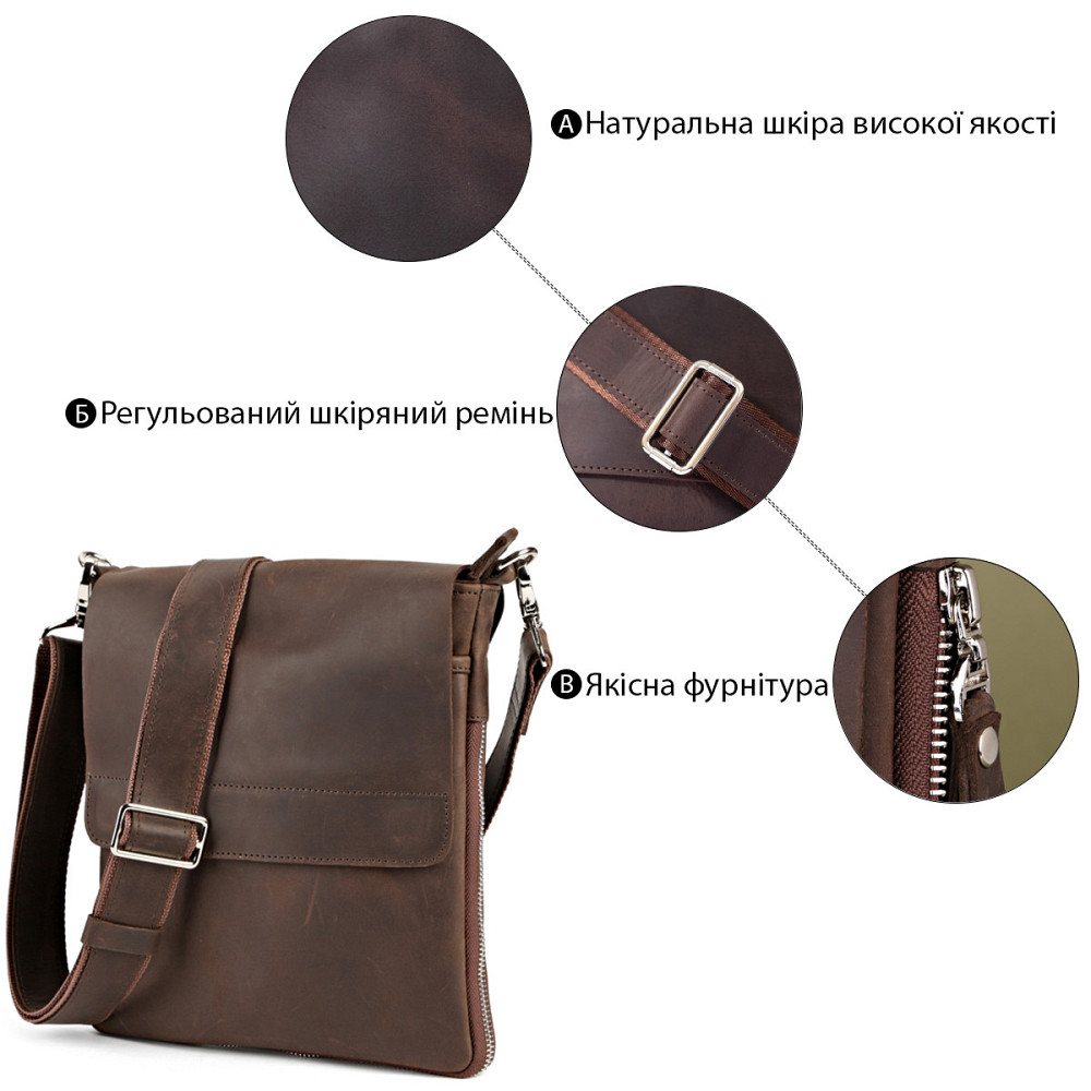 Сумка з вінтажної шкіри коричнева (SHVIGEL) Київ - фото 14