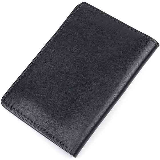 Обкладинка з глянсової шкіри на військовий квиток Карта GRANDE PELLE 16777 Чорна Київ