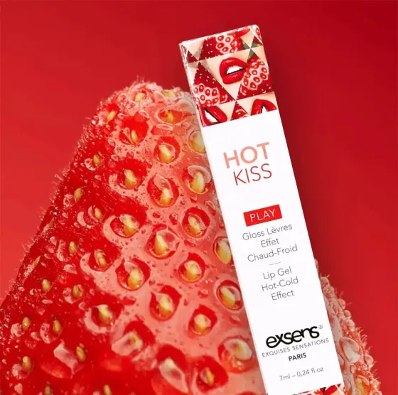 Стимулювальний блиск для губ EXSENS Strawberry Hot Kiss 7 мл, зігріває та охолоджує Львів