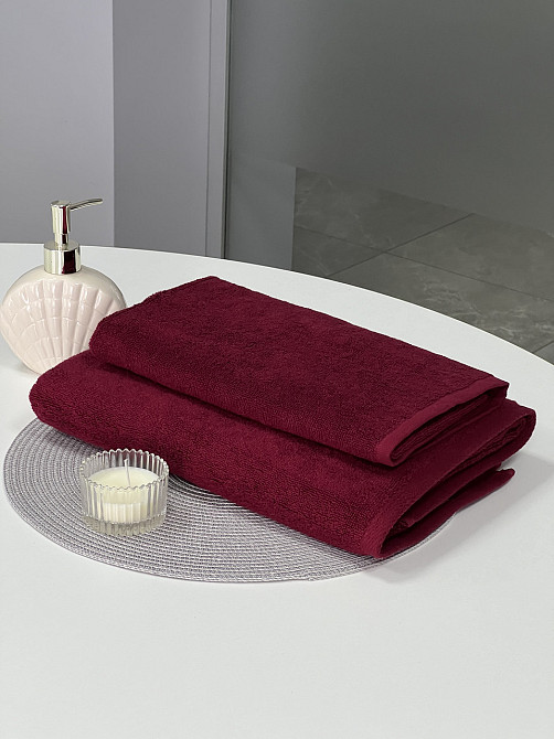 Комплект махрових рушників Ideal Textile 2 шт (50х90см + 70х140см) (56860378) Бордовий Чернівці - фото 4