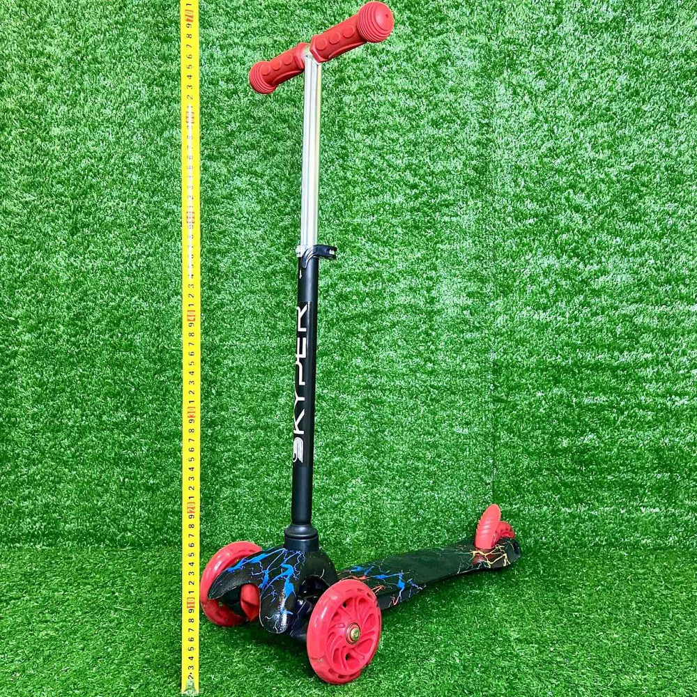 Самокат триколісний Skyper MINI колеса PU 120мм на 2-4 роки Червоно-чорний з принтом (112-70899) Чернигов - изображение 6