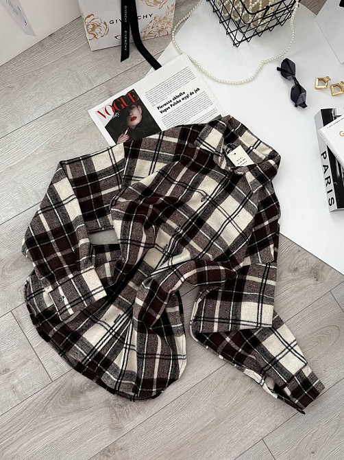 Жіноча тепла звичайна сорочка вільного крою турецький кашемір Шоколад Одеса - фото 3