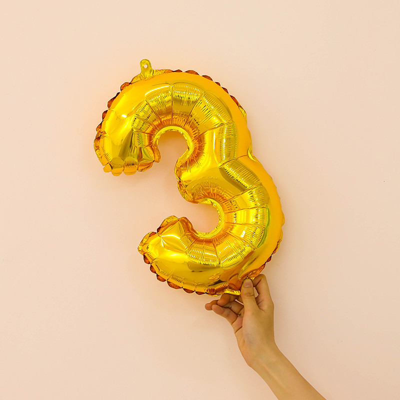 Шарик цифра 3 фольгированная 16 дюймов золотистый Киев - изображение 2