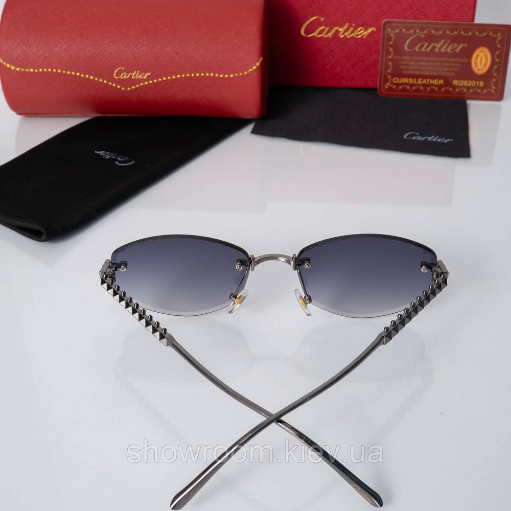 Жіночі сонцезахисні безоправні окуляри Cartier (803) silver Київ - фото 3