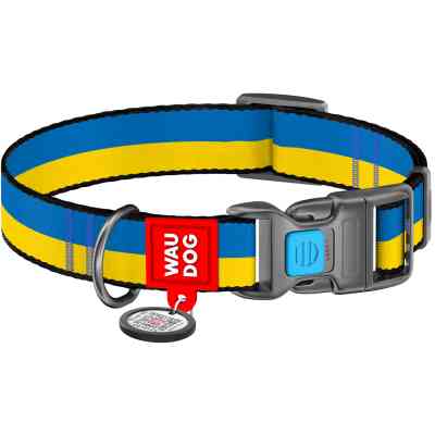 Ошейник для животных WAUDOG Nylon с QR паспортом Colors of freedom пластиковый фастекс S (4501-4020) Винница
