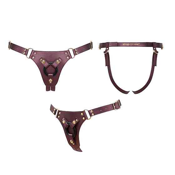 Трусики для страпона Strap-On-Me Harness Generous Aubergine, One Size, искусственная кожа, регулируемые ремни, сменные крепления д Киев