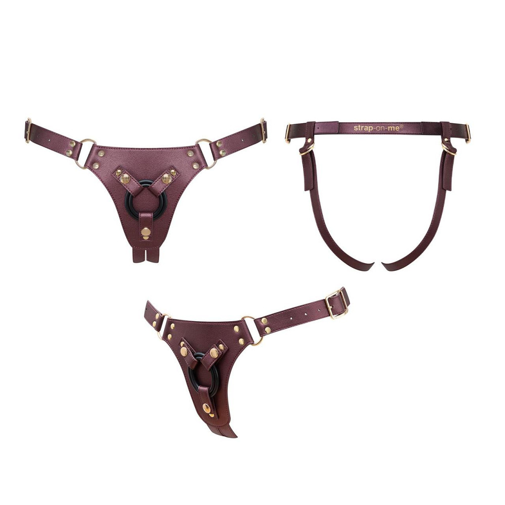 Трусики для страпона Strap-On-Me Harness Generous Aubergine, One Size, искусственная кожа, регулируемые ремни, сменные крепления д Киев - изображение 5
