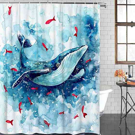 Шторка для ванны из полиэстера водонепроницаемая Bathlux 180x180 см с кольцами, занавеска для ванной комнаты Каменец-Подольский