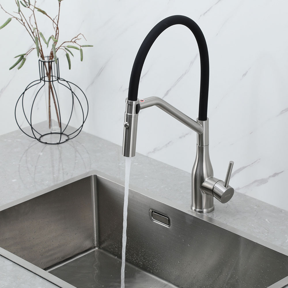 Смеситель для кухни GAPPO G4098-15 с гибким изливом, сатин/черный Киев - изображение 2