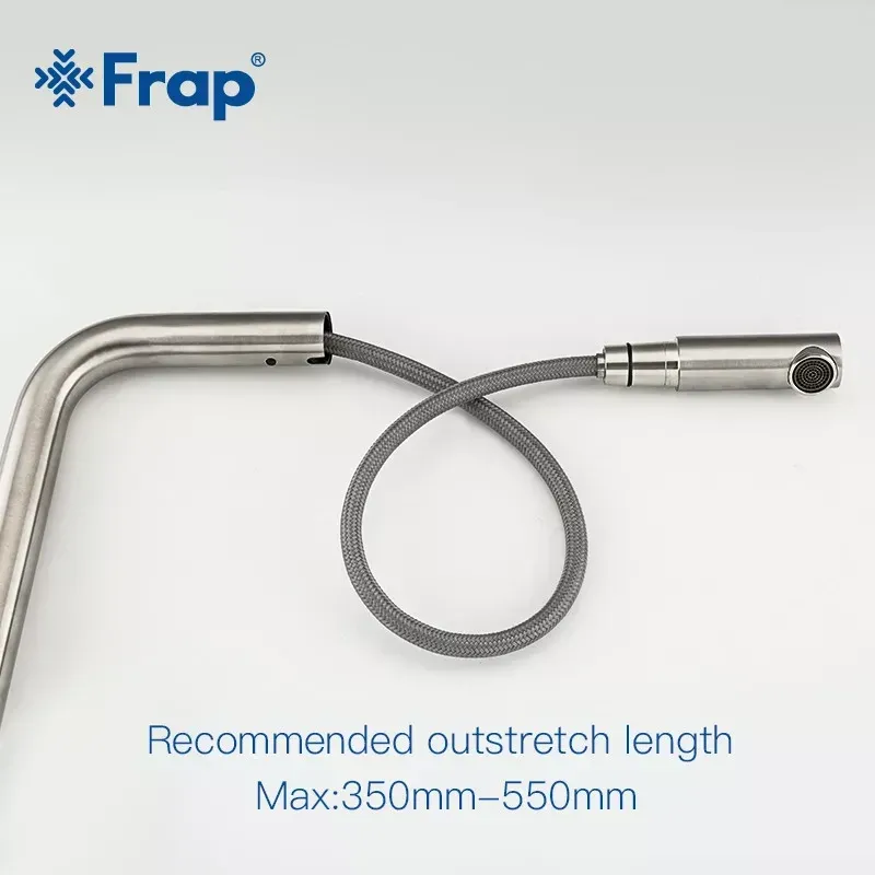 Смеситель для кухни с выдвижным изливом Frap F60899, сатин Киев - изображение 4