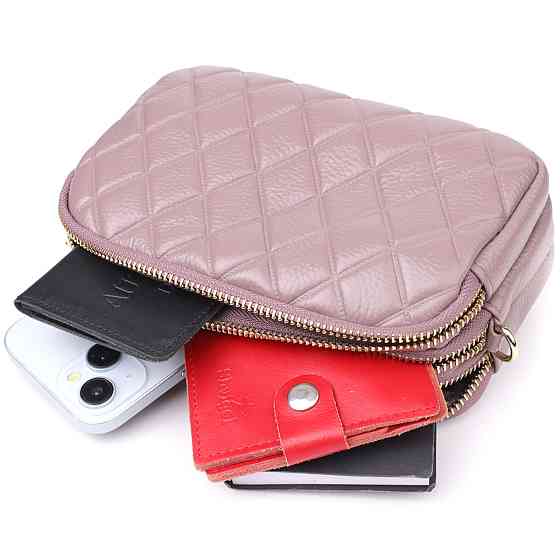 Жіноча сумка з натуральної шкіри з трьома секціями Пурпурний (Vintage) Київ