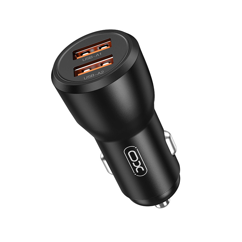 Автомобільний зарядний пристрій XO CC55 QC18W+USB12W + Lightning кабель чорний Львів - фото 2