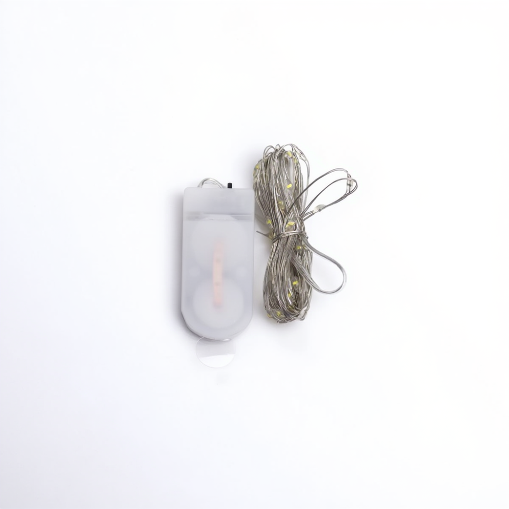 Світлодіодна гірлянда Роса 5 метрів на батарейках 50 led нитка на білому дроті жовта 50L5MWY Київ - фото 8