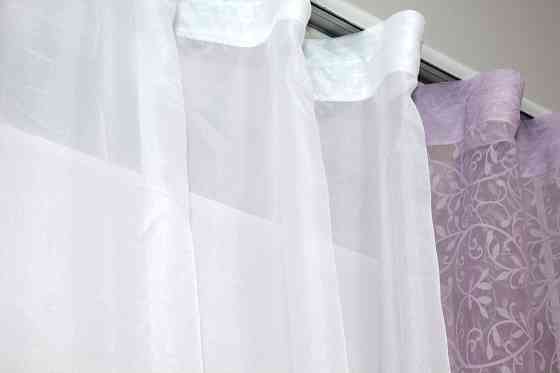 Кухонные шторки VR-Textil № 083к с подвязками сиреневый с белым 260х170 см (52-0424) Киев