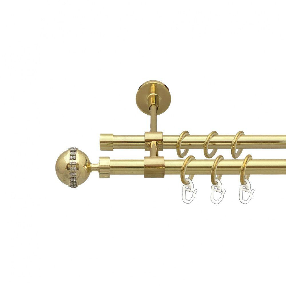 Карниз Orvit Авея металевий дворядний закритий гладка труба кільце металеве Золото 16\16 мм 240 см (00-00014469) Львів - фото 1