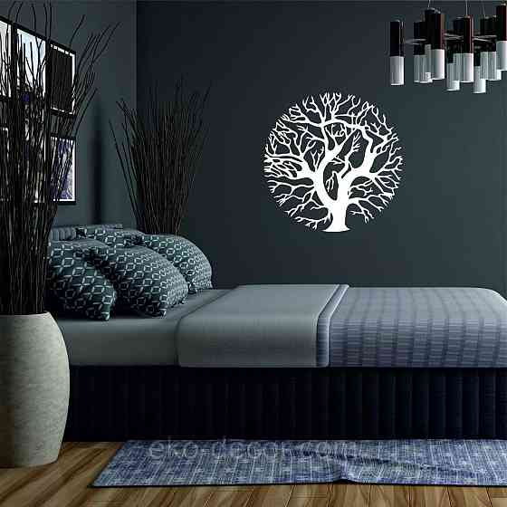 Декоративное настенное 3D Панно «Дерево в кругу» Декор на стену с объемом 70*70 см, Белый Киев