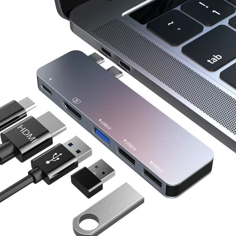 Концентратор FLYLAND USB C Hub 5 в 1 HDMI-адаптер, порти USB 3.0/2 * 2.0, Thunderbolt 3 Луцьк - фото 1