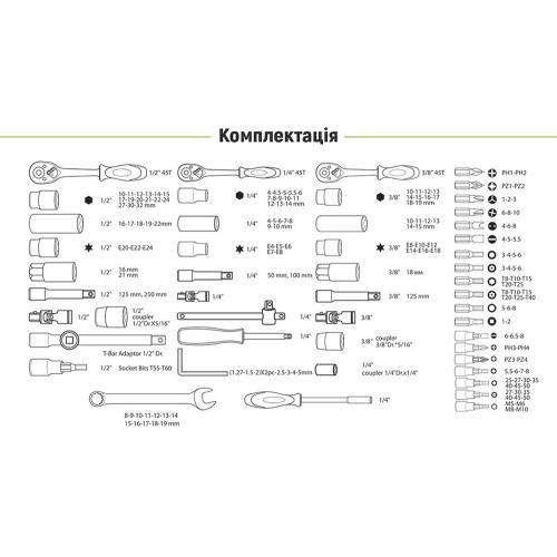 Універсальний набор інструменту 1/4" & 3/8"&1/2" , 218 предм (НГ-4218П) Alloid Одеса - фото 7