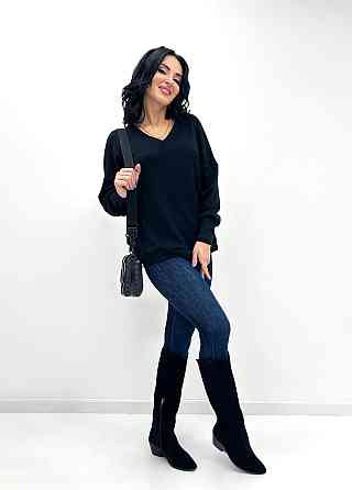 Жіночий пуловер з ангори "Lamia" оптом | Норма | Розпродаж моделі Чорний, 46-48 Київ