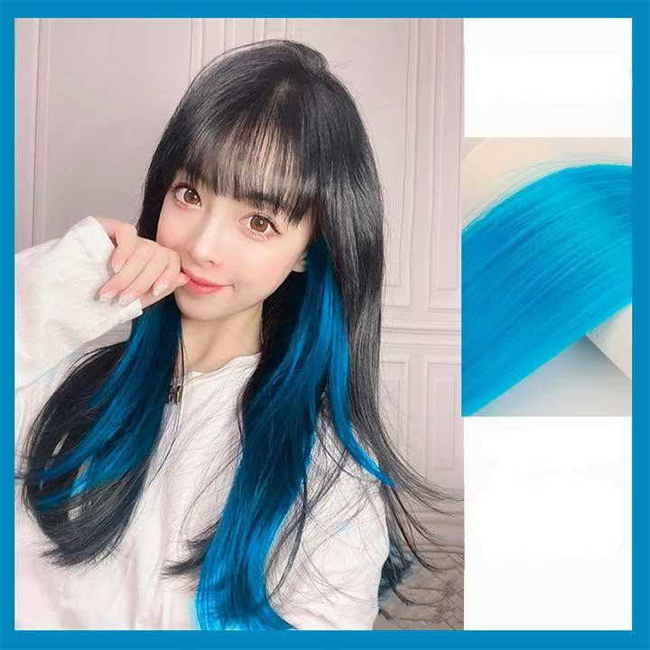 Накладне пасмо волосся кольорове на шпильках 60 см Блакитний Вінниця - фото 7