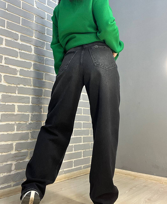 Джинси жіночі Q-4 3013 Skaiter баггі вільні оверсайз шви на колінах затяжка на таліі чорні, чорний, 31, 31, 77 см, 119 см Київ - фото 6