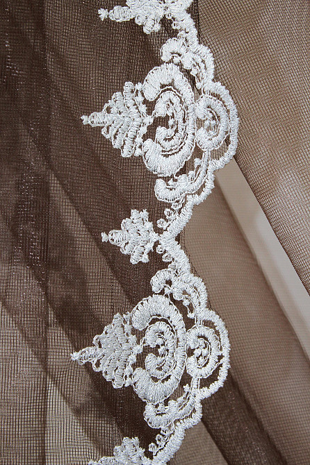 Кухонные шторки VR-Textil № 100к с подвязками белый с венге 490х170 см (50-830) Киев - изображение 5